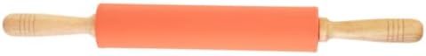Inch Silicone Rolling Pin with Wood Handles for Dough and Bread Baking