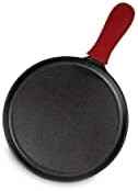 Lodge Pre-Seasoned Cast Iron Griddle with Red Handle Holder, 10.5 Inches