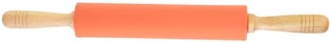 Silicone Dough Rolling Pin with Wood Handle 10 Inch for Baking