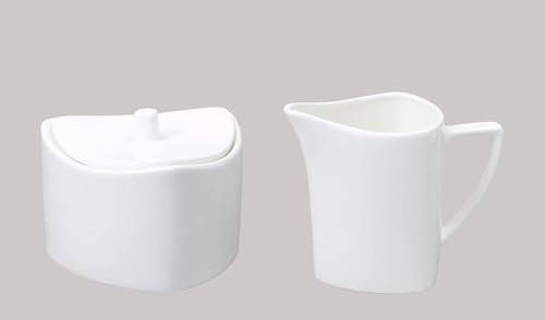 HomeVss, Bone China Elegance White Triangle Sugar & Creamer Pot