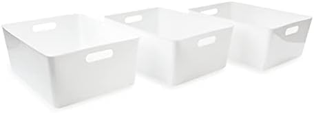 Isaac Jacobs 3-Pack XL White Storage Bin Set (13.9" x 10.6" x 5.75")
