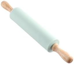 Rolling Pin Dough Mat Set,2 Pcs/Set Wood Rolling Pin Silicone Pastry