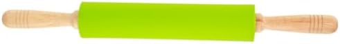 10 Inch Silicone Dough Rolling Pin Non Stick with Wood Handle for