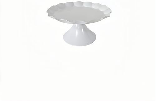 3 Pcs White Metal Cupcake Stand Scalloped Edge Dessert Display Tray