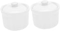 Ceramic Stewing Bowl Set of 2 with Lid White for Homes and Hotels