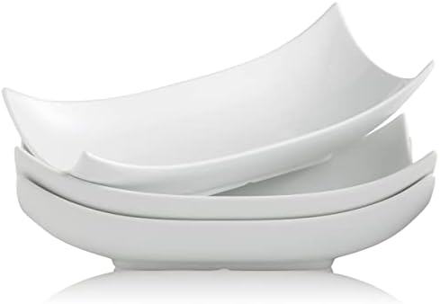 Gomakren 12 Inch White Porcelain Serving Platter Dishes Set of 3 Deep Bowl