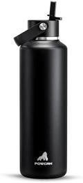 POWCAN 24 oz Slim Insulated Water Bottle with Straw: Leakproof, Keep