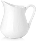 12 Oz Ceramic Creamer with Handle, White Coffee Milk Pitcher