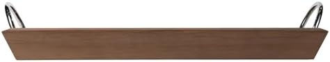 Wooden Tabletop Tray with Chrome Handles, 18 x 10 Inch Walnut Finish