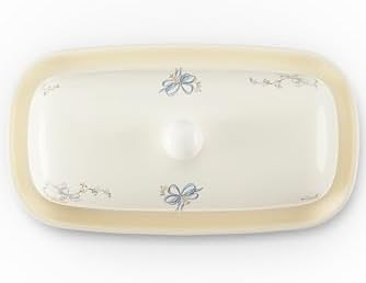 Ceramic Butter Dish – Baby Bows Design, Cream with Floral & Bow