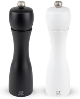 Peugeot Tahiti Salt & Pepper Mill Set, 8 in, Black and White