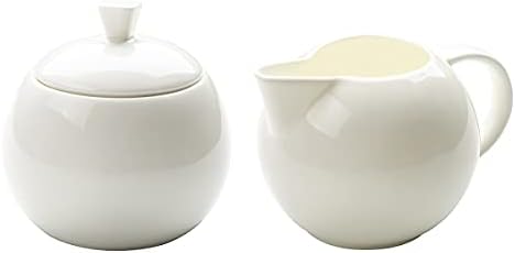 Pure White Porcelain Sugar Bowl and Creamer Set with Lid Creamer