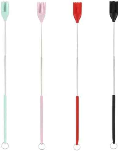4pcs Silicone Pastry Brush Set with Stainless Steel Retractable Handle