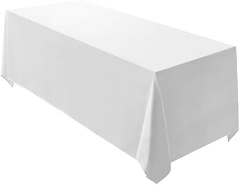 Surmente 90x156 Inch White Tablecloth for 8 Foot Rectangle Tables