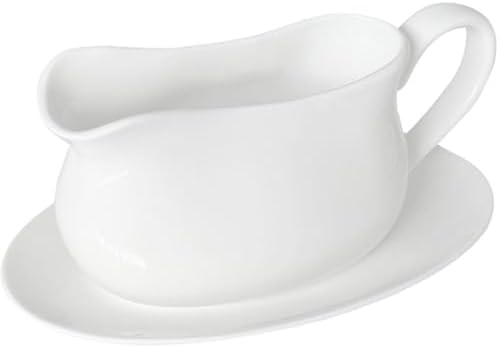 17oz Gravy Boat with Saucer Stand, Set of 1, Ceramic Sauce Boat with