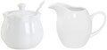 White Ceramic Sugar Bowl Set Creamer Coffee Milk Pitcher Serving Set