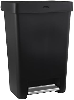 Rubbermaid Step-On Kitchen Trash Can, 12.4 Gallon, Black