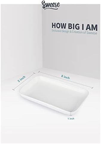 Sweese 8 Inch Rectangular Salad Plates, Porcelain Dessert Plates