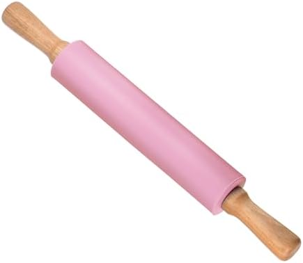 Silicone Rolling Pins, 17" Length, Silicone & Oak Non-Stick Ergonomic