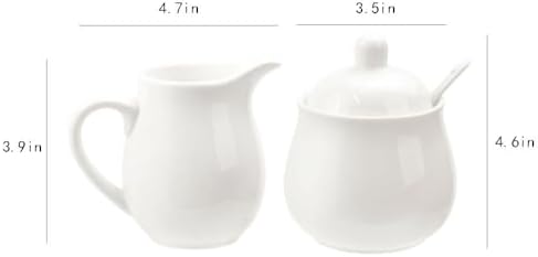Ceramic Colorful Creamer and Sugar Set with Lid Spoon, Coffee Serving