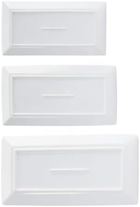 Amazon Basics 3-Piece Porcelain Serving Platters, Oven Safe, for
