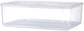 PRETYZOOM White Plastic Food Storage Box with Lid, Stackable Drain