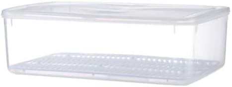 PRETYZOOM White Plastic Food Storage Box with Lid, Stackable Drain