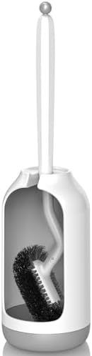 HAMITOR Toilet Bowl Brush Holder Set, Curved Bristles