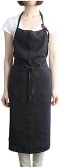 Jeelow Linen Bib Apron with Pockets for Women Men Cooking Kitchen