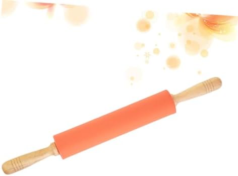 10 Inch Silicone Dough Roller Pin with Wood Handles for Baking