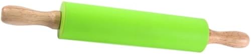 Silicone Rolling Pin with Wood Handle, Dough Presser for Baking
