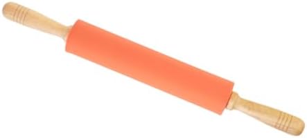 10-inch Silicone Rolling Pin with Wood Handles for Baking