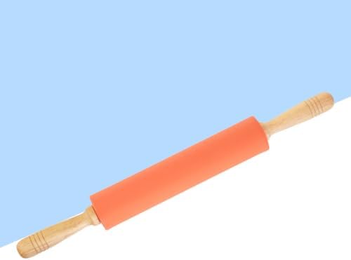 Non Stick Rolling Pin Silicone Wood Handle for Dough Baking