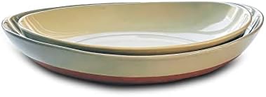 Mora Ceramic Large Serving Bowls- Set of 2 Oval Platters for Entertaining. Modern Kitchen Dishes for Dinner, Fruit, Salad, Turkey, etc. Oven, Dishwasher Safe, 55/35 oz, 13.5" / 11.8" - Neutrals