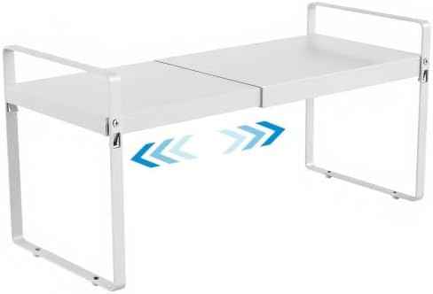 11" Deep Expandable Cabinet Shelf Organizer Riser, 1-Pack White