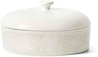 FE Ceramic Tortilla Warmer,Lace Emboss 8.8 Inch Tortilla Holder with