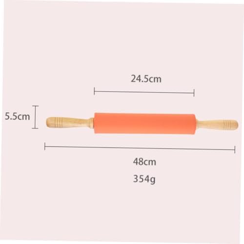 Silicone Roller with Wood Handle Non-stick Dough Rolling Pin for