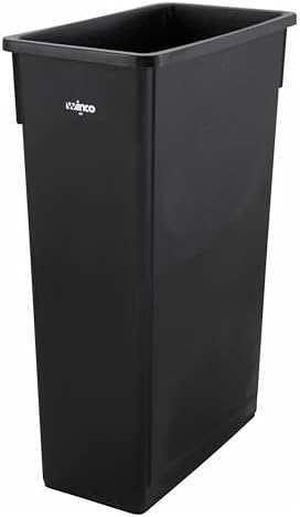 Winco 23-Gallon Black Slender Trash Can