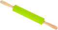10-inch Green Silicone Non-stick Rolling Pin with Wood Handle, Dough
