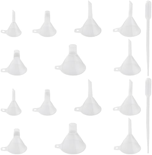 14Pcs 7 Styles Plastic Funnel Set Small Clear Kitchen Funnels with