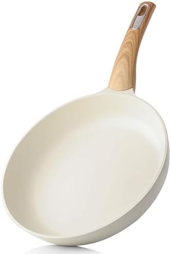 SENSARTE 8inch Ceramic Nonstick Frying Pan Paella Pan, White