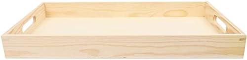 Unfinished Wood Trays for Crafts 6 Pack - Nested Rectangular with