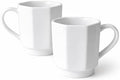 Minimalist White Ceramic Coffee Mug Set of 2 – 12 oz Modern Style Cups