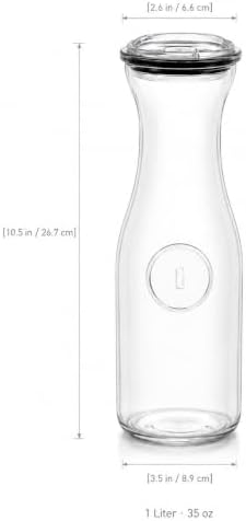 Lux Glass Carafe Set, 1 Liter Drink Pitcher & Wine Decanter, Mimosa