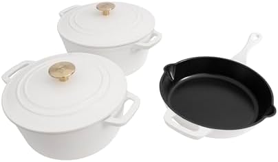 ZLINE 5-Piece Enameled Cast Iron Cookware Set in White Matte