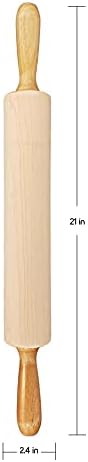 Frieling Maple Rolling Pin with Handles - 2.4-in x 12-in Barrel, 21-in