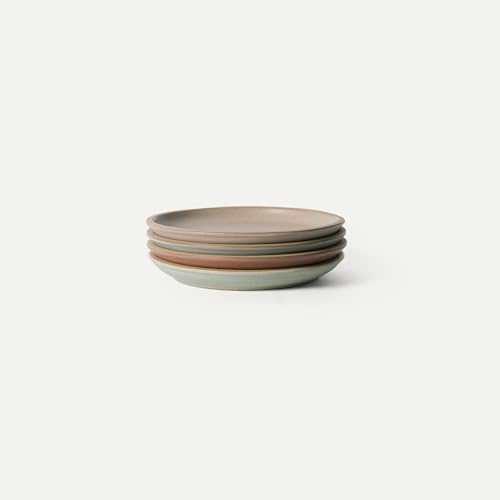 MORA Medium Plates Set of 4, 8.5 inch Ceramic Pottery Salad Plates