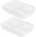 2 Pack Fridge Food Storage Containers with Lids with Divided