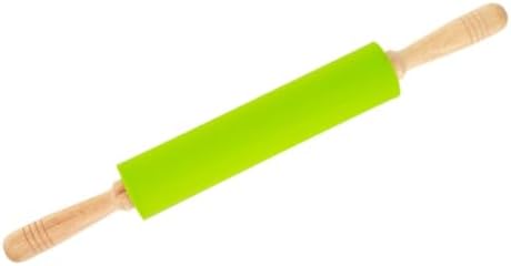 Silicone Rolling Pin with Wood Handle, Non-stick Baking Roller