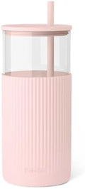 SANDJEST Glass Water Bottle with Silicone Sleeve 20oz, Glass Tumbler